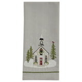 Evergreen Church Christmas Dishtowel-Lange General Store
