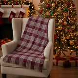 Exton Burgundy Tan Plaid Throw-Lange General Store