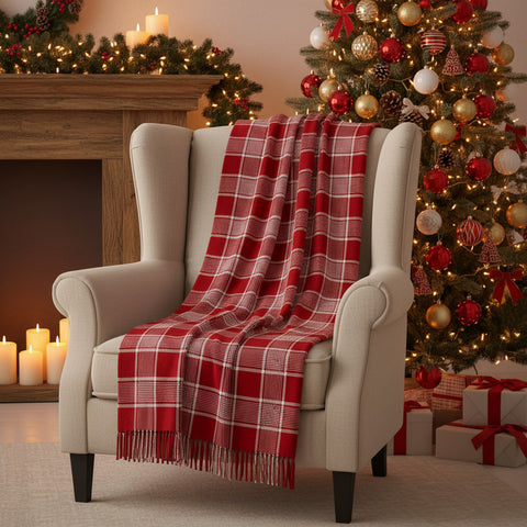 Exton Red Plaid Throw-Lange General Store