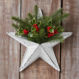 Faceted Metal Star White Speckle Wall Hanging w/Pocket-Lange General Store