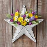 Faceted Metal Star White Speckle Wall Hanging w/Pocket-Lange General Store