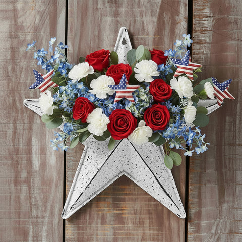 Faceted Metal Star White Speckle Wall Hanging w/Pocket-Lange General Store