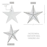 Faceted Metal Wall Star White - Multiple Sizes