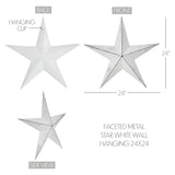 Faceted Metal Wall Star White - Multiple Sizes