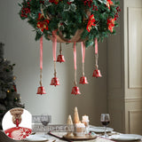 Falling Snow Red Bell Metal Ornament Set of 6-Lange General Store