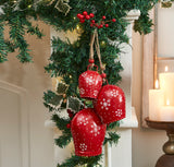 Falling Snowflake Red Metal Bell Set of 3-Lange General Store