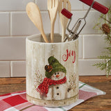 Farmhouse Snowman Utensil Crock-Lange General Store
