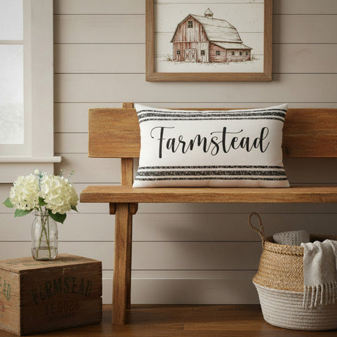 Farmstead Black Applique Pillow-Lange General Store