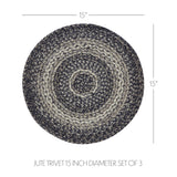 Farmstead Black Braided Trivet 15" Set of 3