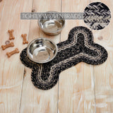 Farmstead Black Dog Bone Braided Waterproof Rug Mat – Small – Modern Farmhouse Dog Mat – Soft Black, Creme