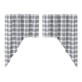 Farmstead Black Plaid Swag Curtains-Lange General Store