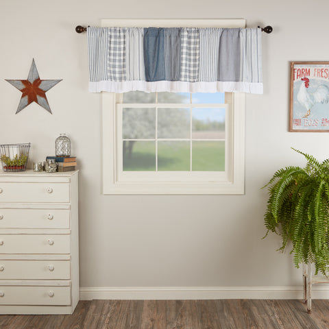 Farmstead Blue Patchwork Valance-Lange General Store