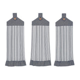 Farmstead Blue Ticking Stripe Button Loop Tea Towel Set of 3-Lange General Store