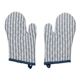 Farmstead Blue Ticking Stripe Oven Mitt Set of 2-Lange General Store