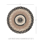 Farmstead Charcoal Braided 8" Trivet Set of 3