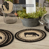 Farmstead Charcoal Cow Braided Trivet 8" Set of 3