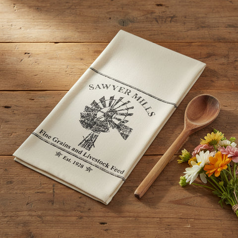 Farmstead Charcoal Kitchen Towel - Windmill-Lange General Store