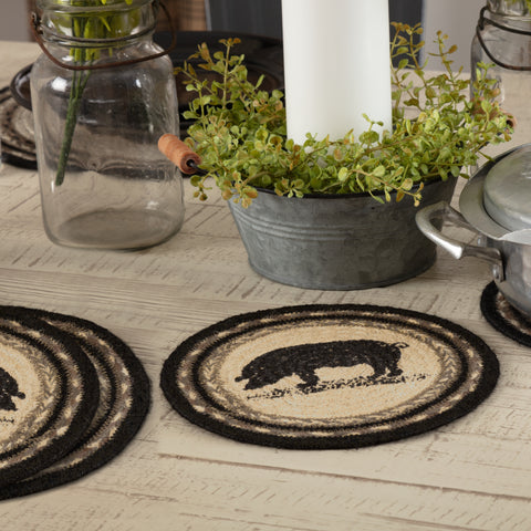 Farmstead Charcoal Pig Trivet Set of 3