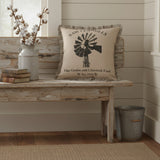 Farmstead Charcoal Windmill Pillow-Lange General Store
