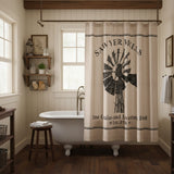 Farmstead Charcoal Windmill Shower Curtain-Lange General Store