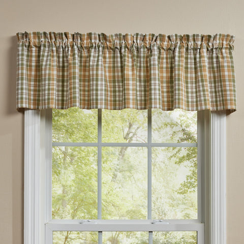 Sage & Mustard Plaid Valance on a window