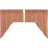 Sawyer Mill Red Plaid Swag Curtains-Lange General Store