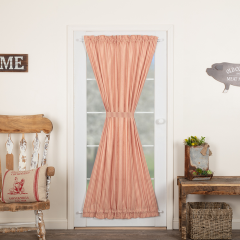 Sawyer Mill Red Ticking Stripe Door Panel Curtain-Lange General Store