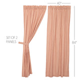 Farmstead Red Ticking Stripe Cotton Panel Curtains-Lange General Store