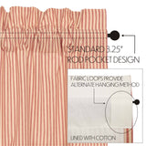 Farmstead Red Ticking Stripe Cotton Panel Curtains-Lange General Store