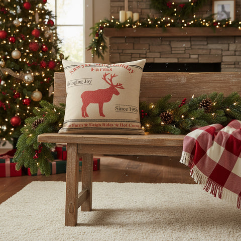 Farmstead Reindeer Pillow-Lange General Store