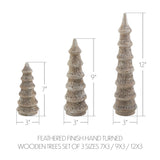 Feathered Finish Hand Turned Wooden Trees Set of 3-Lange General Store