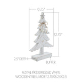 Festive Fir Distressed White Wooden Trees-Lange General Store