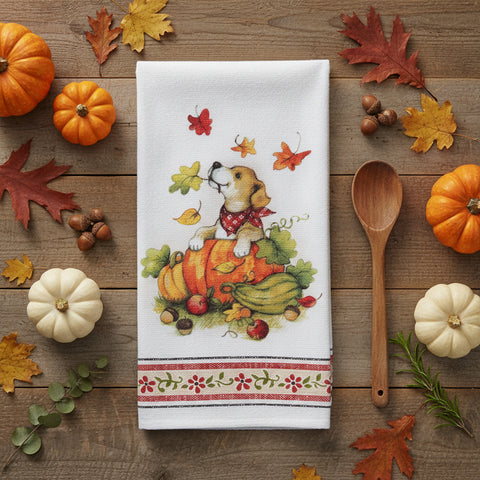 Fetching Fall Pumpkin Pup Terry Towel-Lange General Store