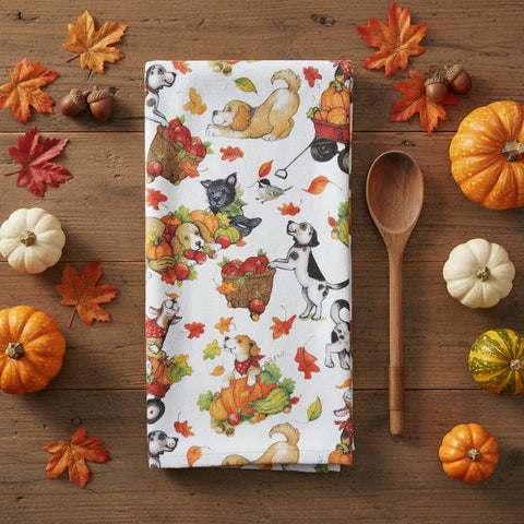 Fetching Fall Puppy Terry Towel