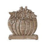 Floral Crown Carved Wooden Pumpkin-Lange General Store