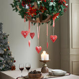 Floral Eyelet Heart Metal Ornament Set of 6-Lange General Store