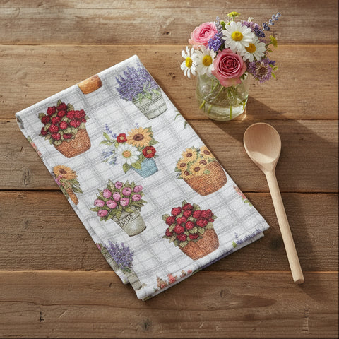 Flower Market Floral Pots Terry Towel-Lange General Store