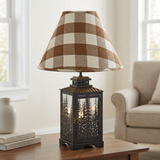 Forest Tops lamp with the supplied Buffalo Brown Check shade
