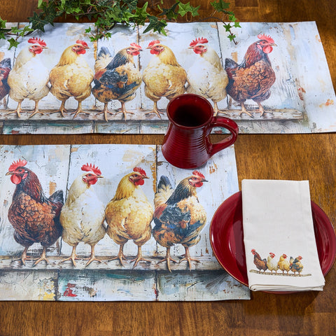 Four Chickens In A Row Table Runner 36"-Lange General Store