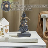 Four-Tiered Pine Distressed Dark Grey Wooden Tree-Lange General Store