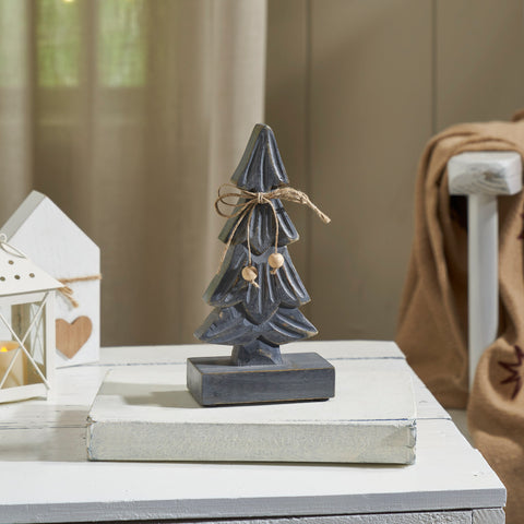 Four-Tiered Pine Distressed Dark Grey Wooden Tree-Lange General Store