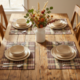Friar Brown Plaid Placemats Set of 4 in a fall tablescape