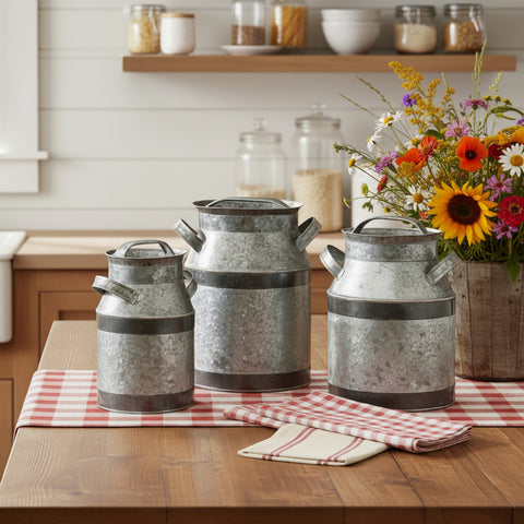 Galvanized Milk Can Canister Set-Lange General Store