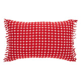 Galven Red and White Fringed Pillow 14x22-Lange General Store