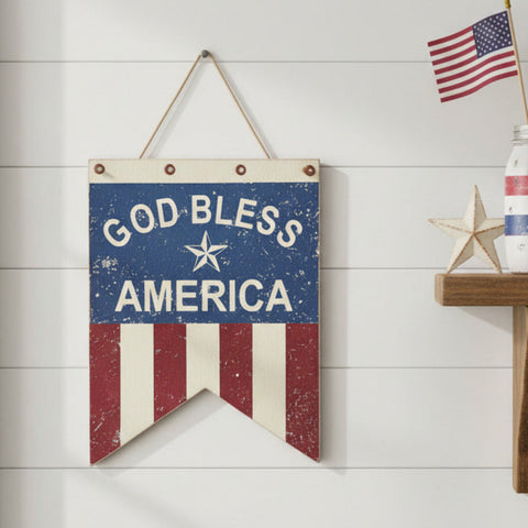 God Bless America Dovetail Flag Wall Hanging-Lange General Store