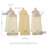Buzzy Bees Button Loop Tea Towel Set of 3-Lange General Store