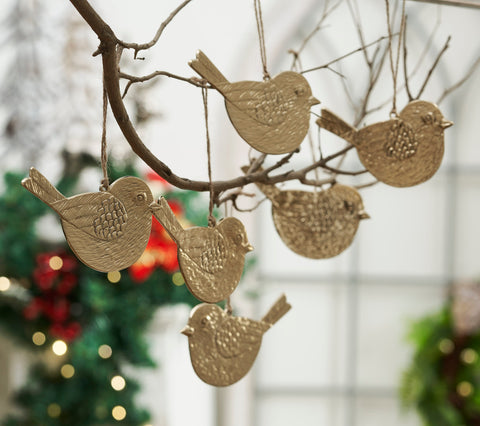 Golden Finch Metal Ornament Set of 6-Lange General Store