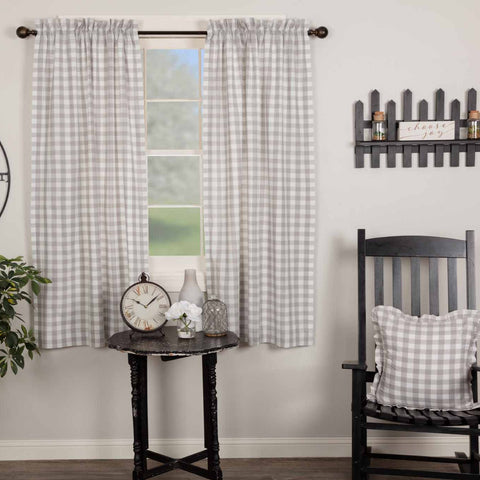 Annie Grey Buffalo Check Short Panel Curtains-Lange General Store