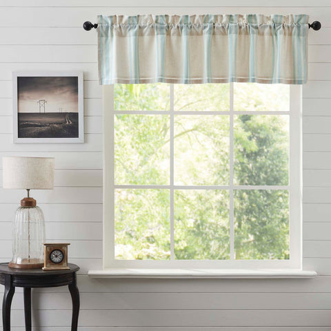 Grain Sack Aqua Valance-Lange General Store