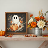 Halloween Ghost with Pumpkin Sign 6x6-Lange General Store